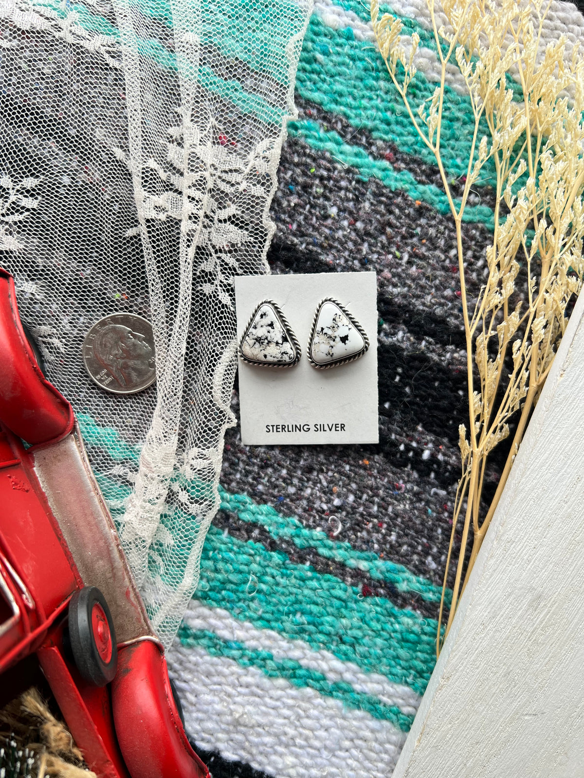 White Buffalo Triangle Studs