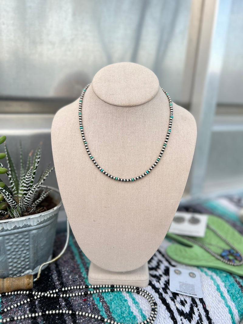 4mm Green and Blue Turquoise Necklace