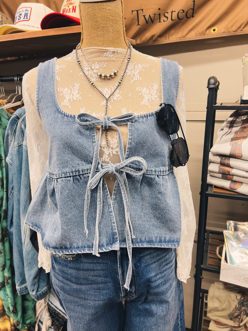 The Double Bow Denim tank