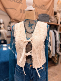 The Markie Oatmeal Embroidered Vest