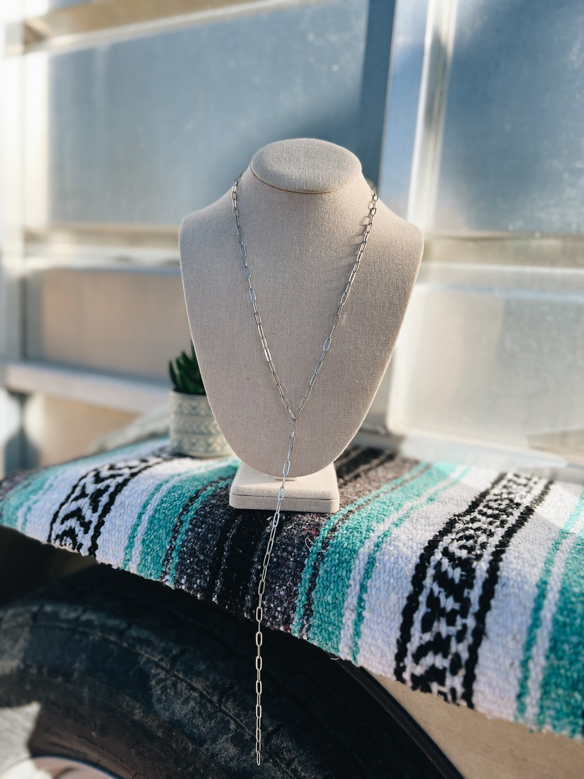 The Silver Plated Linked Lariat Necklace