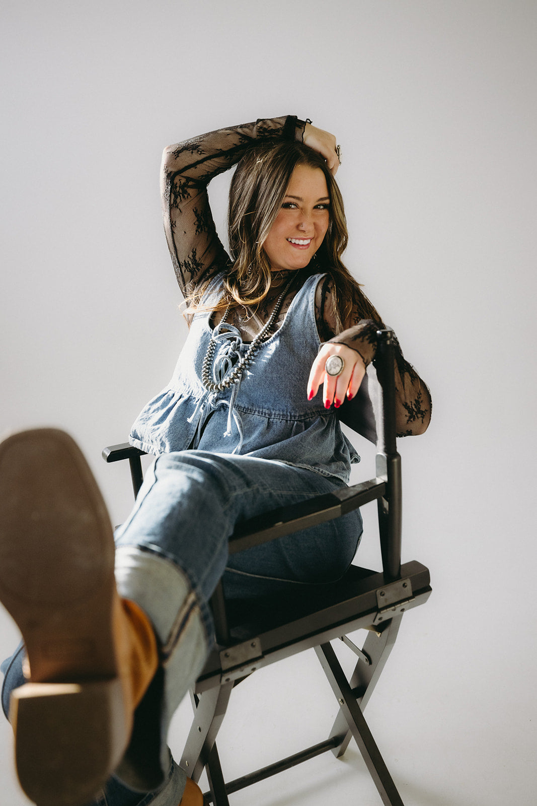 The Rilee Denim Bow Top