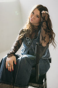 The Rilee Denim Bow Top