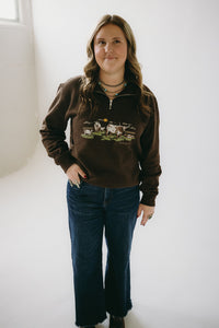 The Sandra Cow Scene Quarter zip