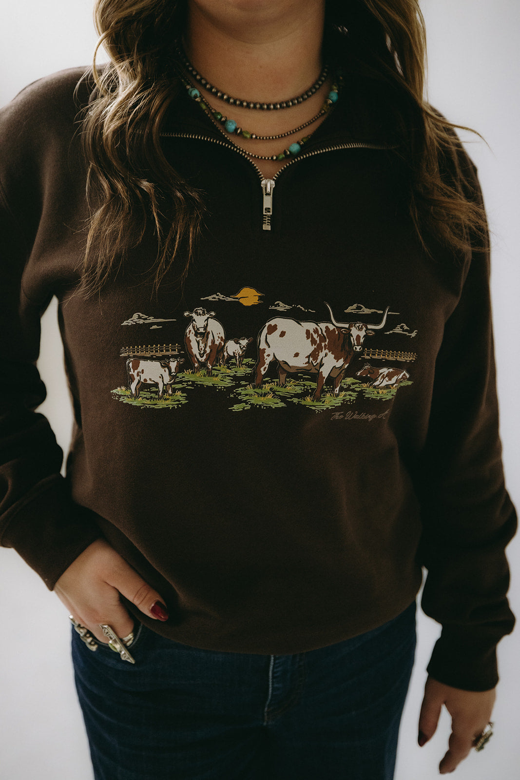 The Sandra Cow Scene Quarter zip