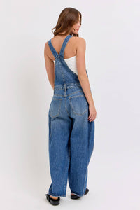 The Medium Wash Barrel Overalls