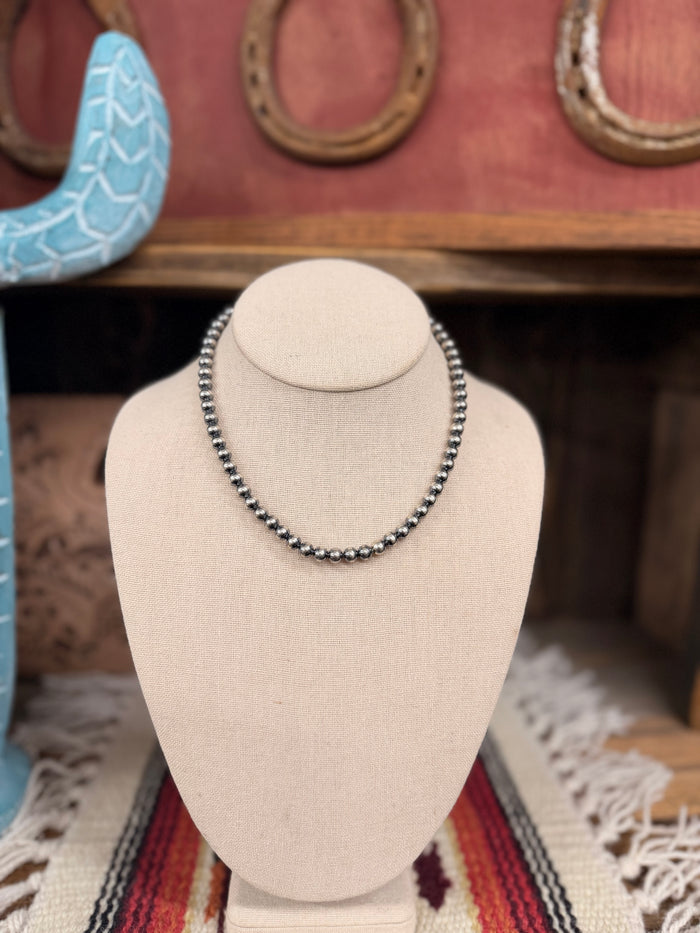 6mm 14” sterling silver pearl