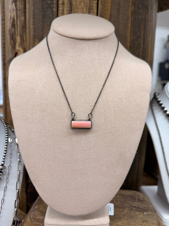 The Lottie Pink Conch Bar Necklace