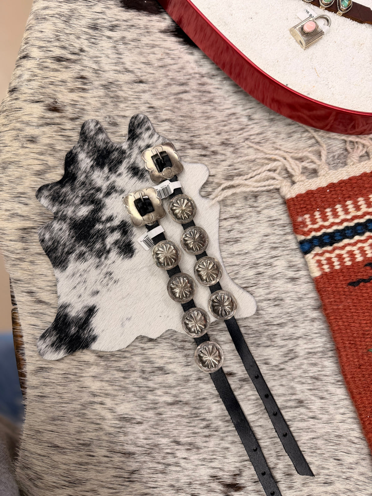 The Black Leather Concho Bracelet