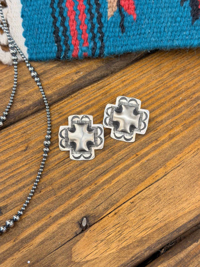 The Sally Square Silver Earrings