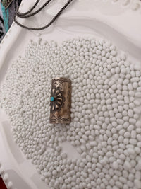 The Silver Stamped Hair Slide w/ Turquoise