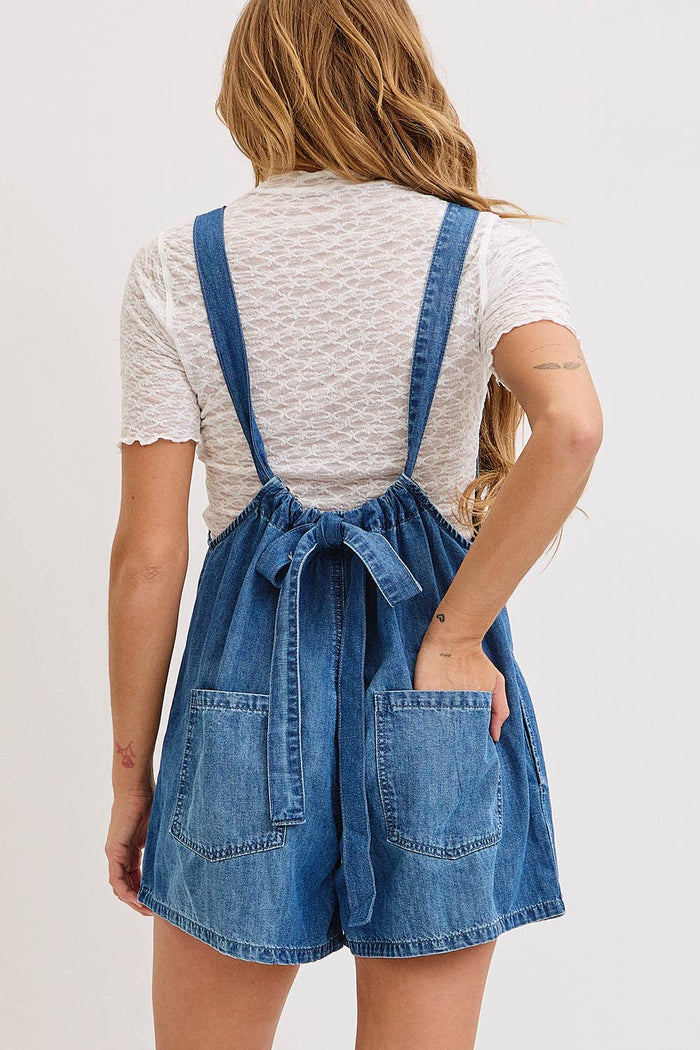 The Katie Denim Overall Romper