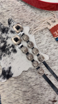 The Black Leather Concho Bracelet