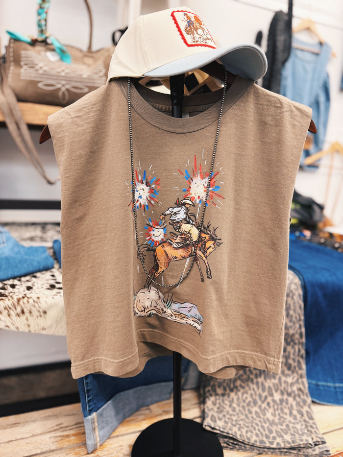 The Fireworks Bronc Rider Muscle Tank