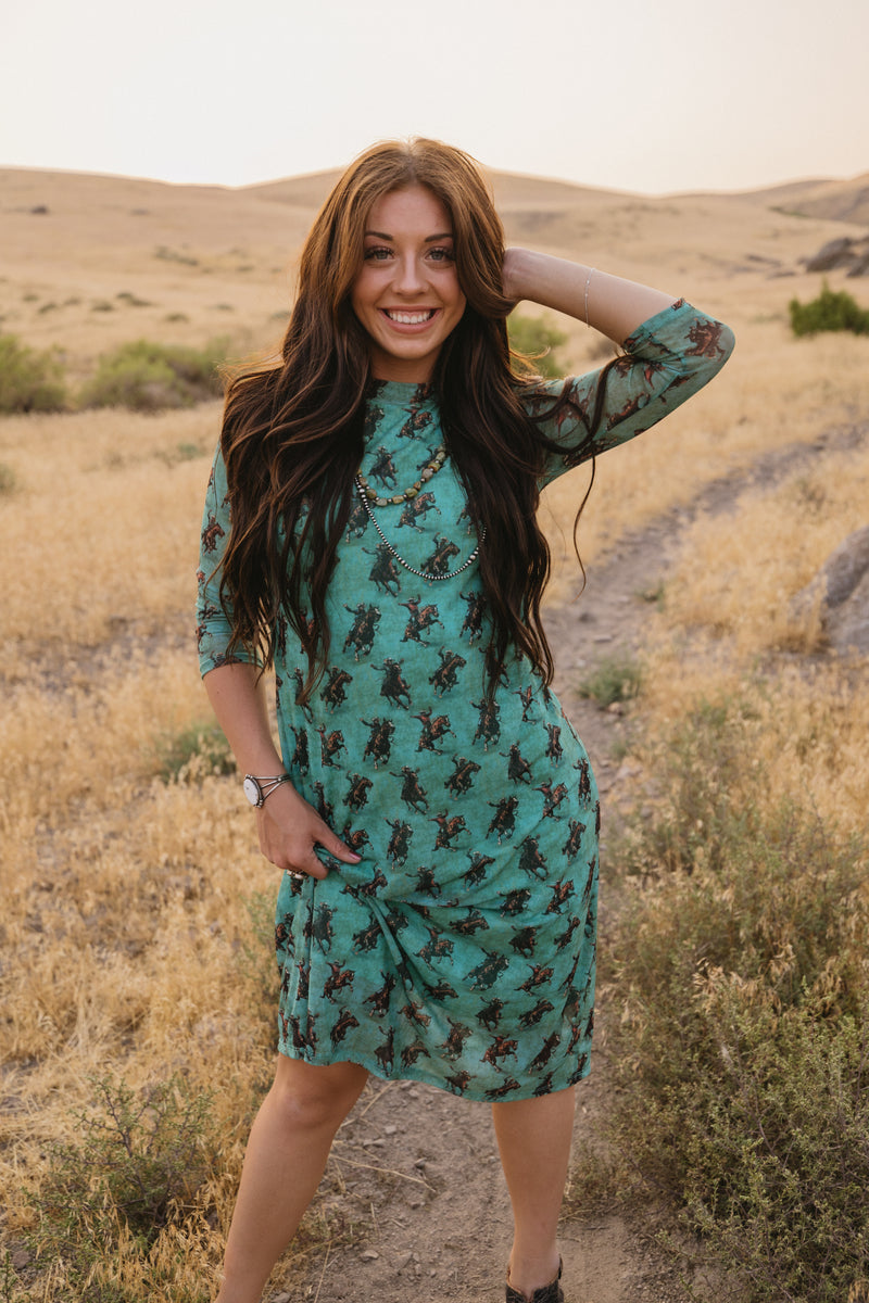 The Bronc Dress in Turquoise