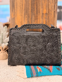 The Kimiko Black Leather Tooled Purse