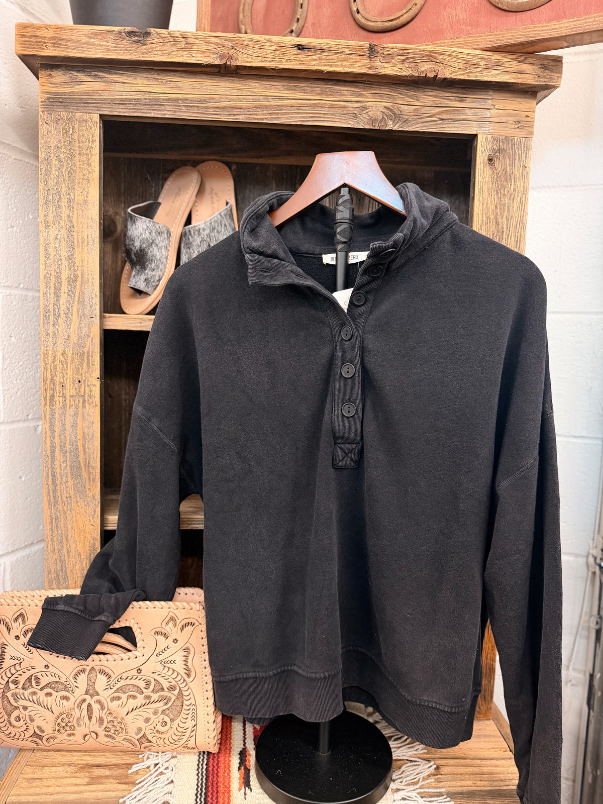 Black Quarter Button up Sweater