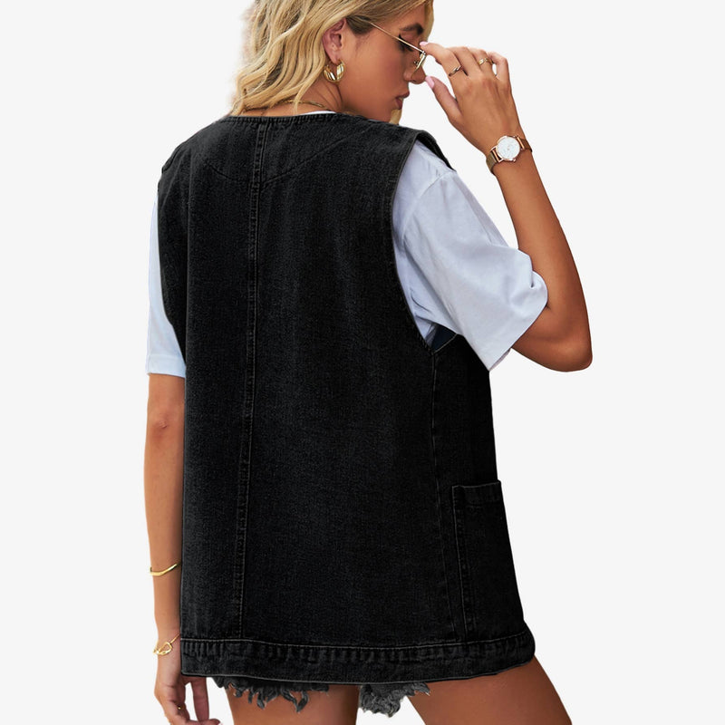 The Black Denim Vest Oversized