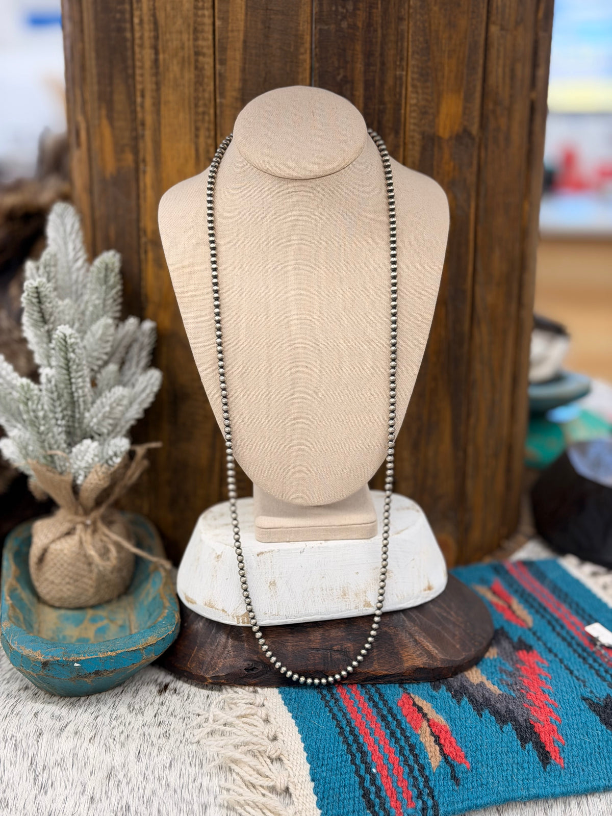 The Tara 36” long Silver Pearl Necklace