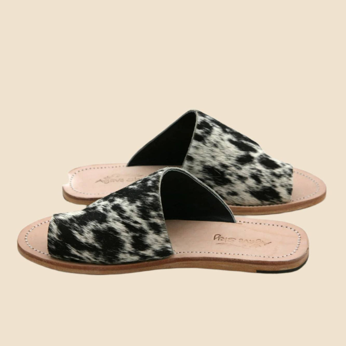 The Tanya Salt & Pepper Cowhide Sandal