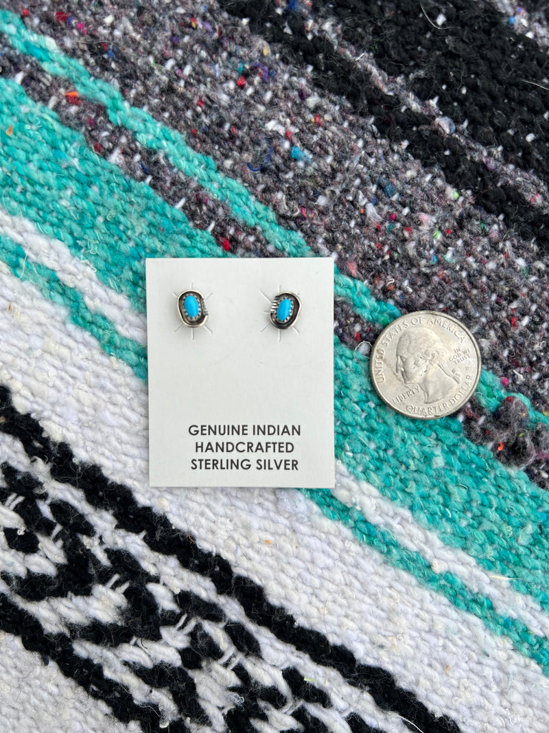 Turquoise & Silver Stud Earrings