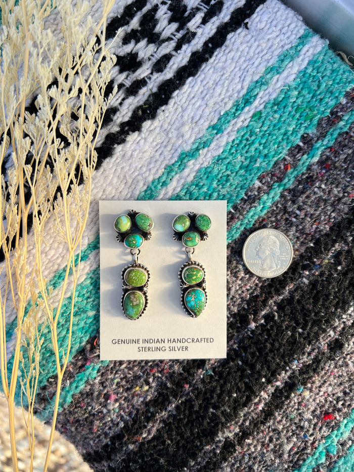 Five Stone Sonoran Gold Turquoise Earrings