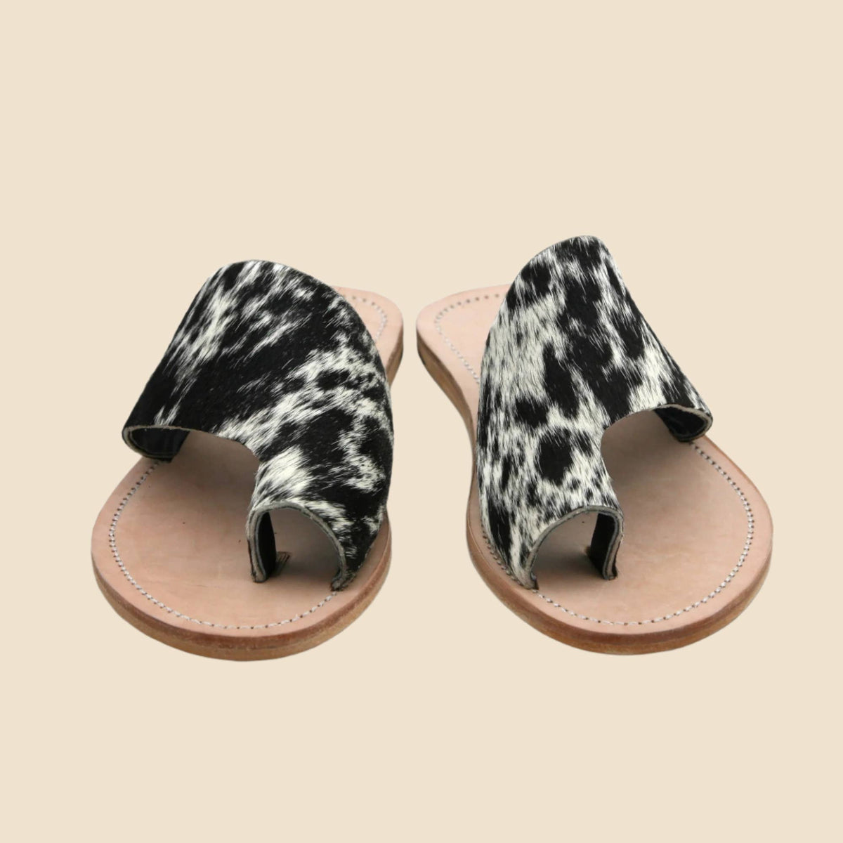 The Tanya Salt & Pepper Cowhide Sandal