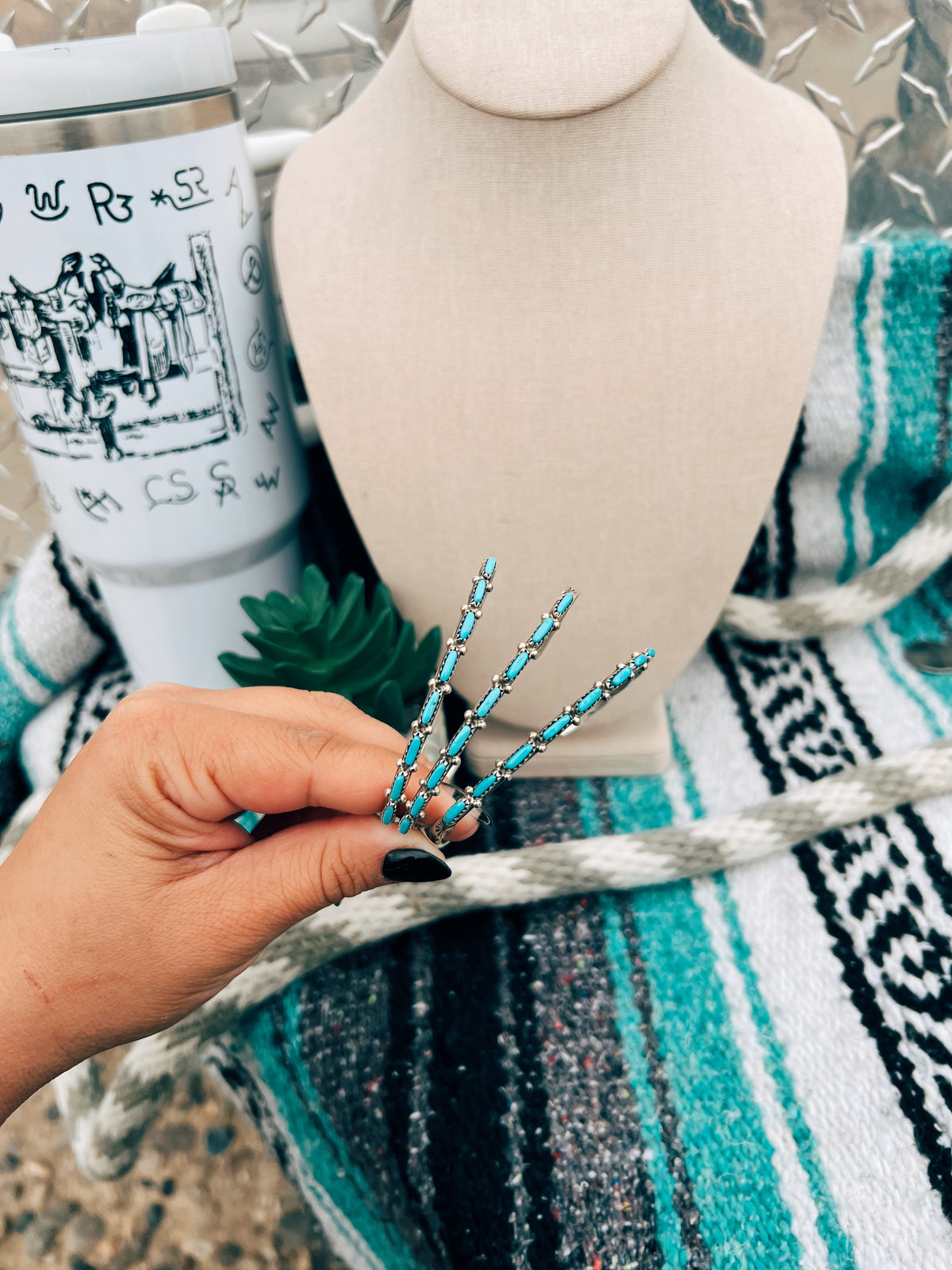 Turquoise & Silver Stacking Cuff