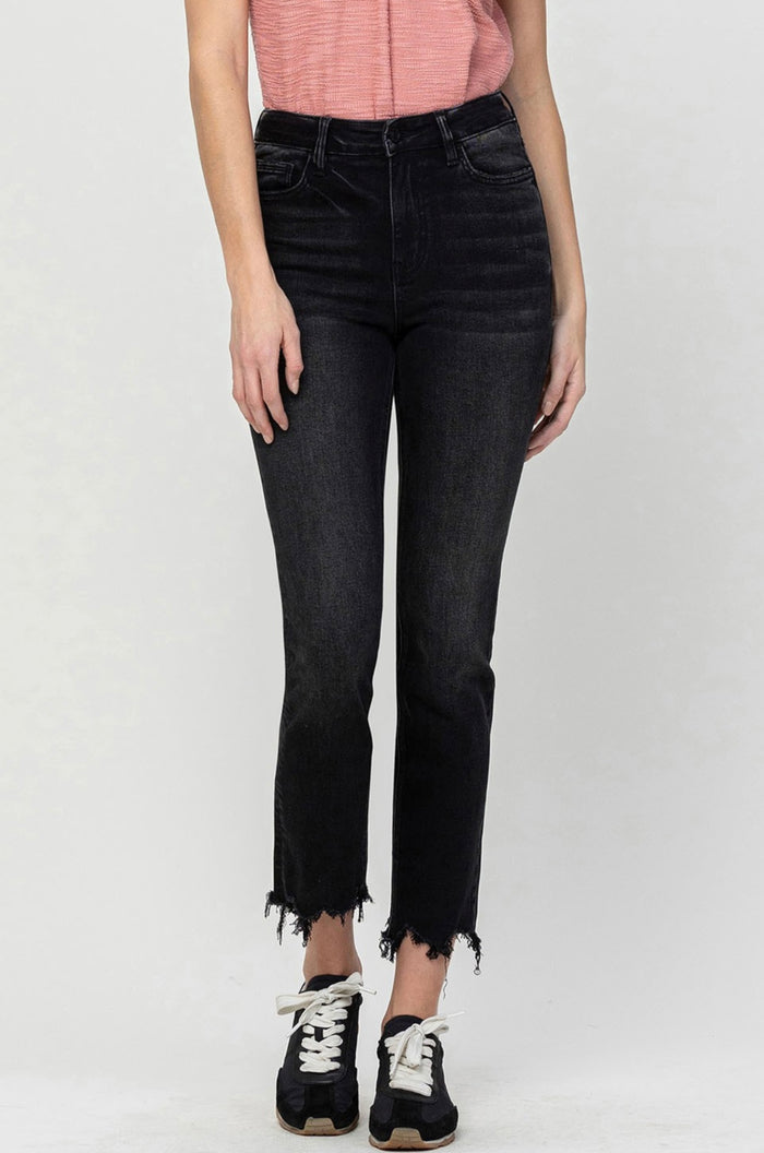 Black High Rise Straight Jeans