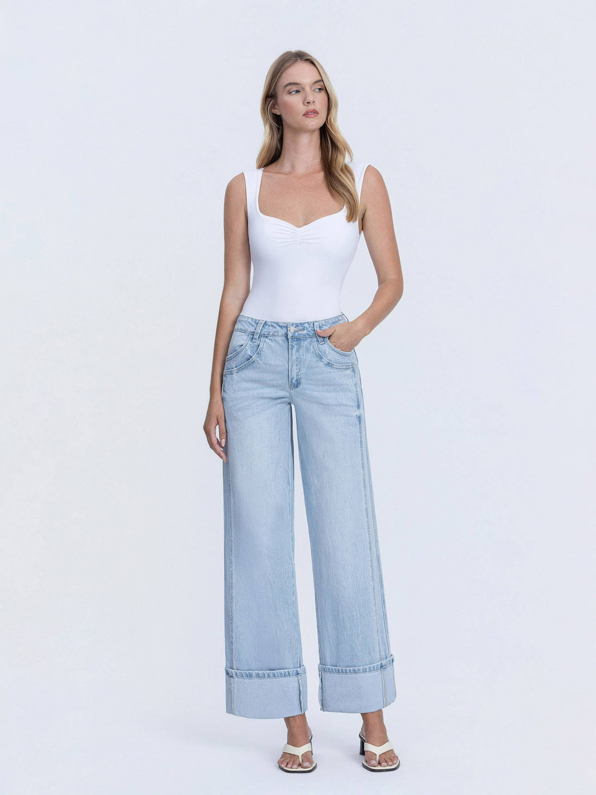 The Waycee Light Wash double seam Jeans