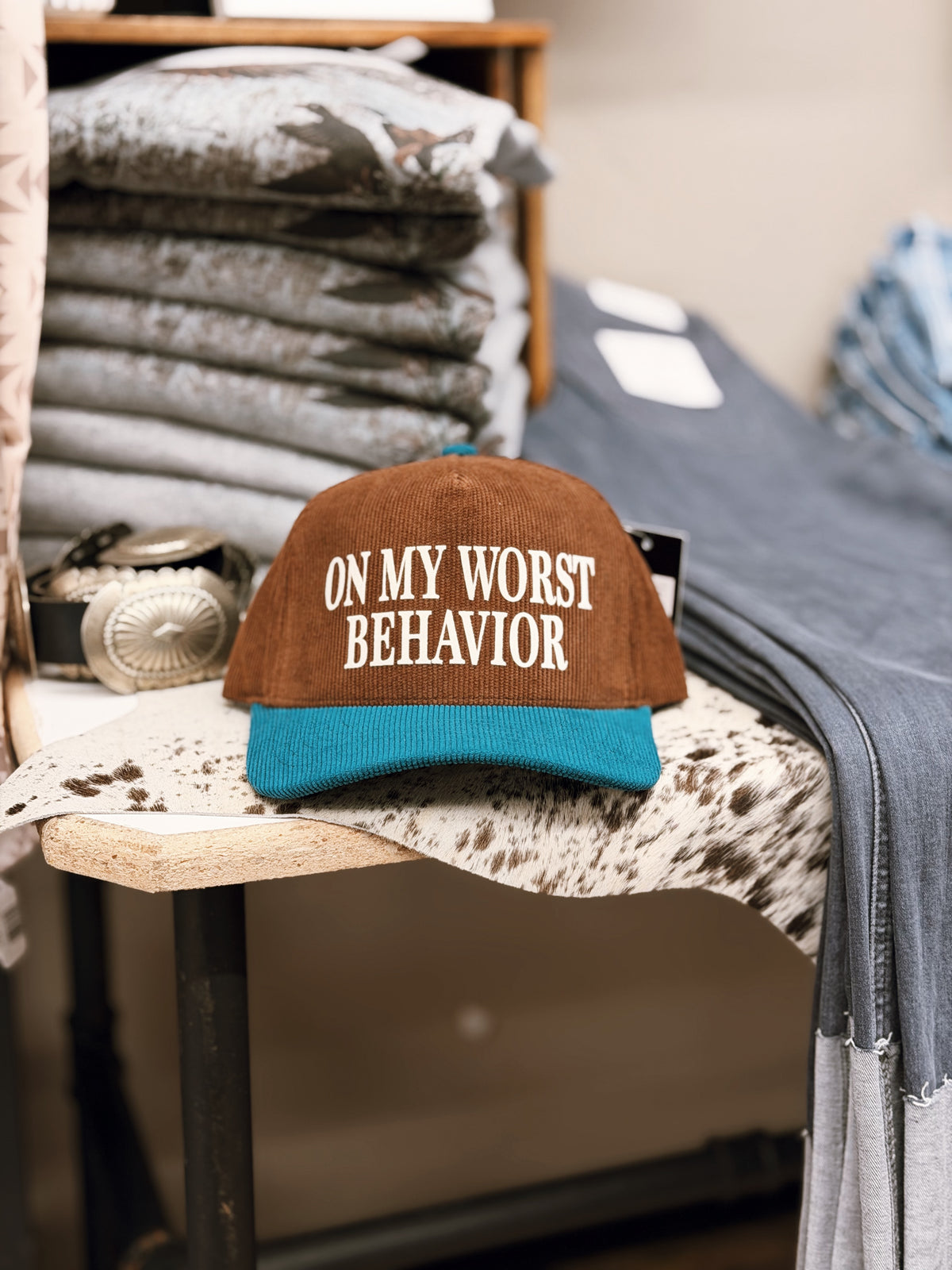 On my worst behavior Turquoise & Brown