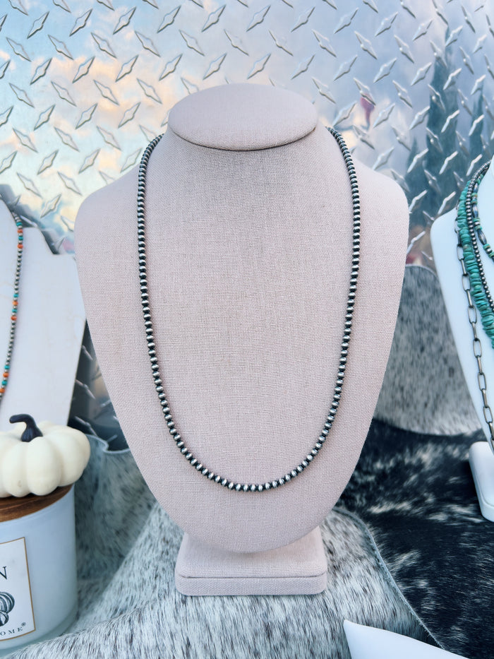 The 24" 4mm Silver Pearl necklace