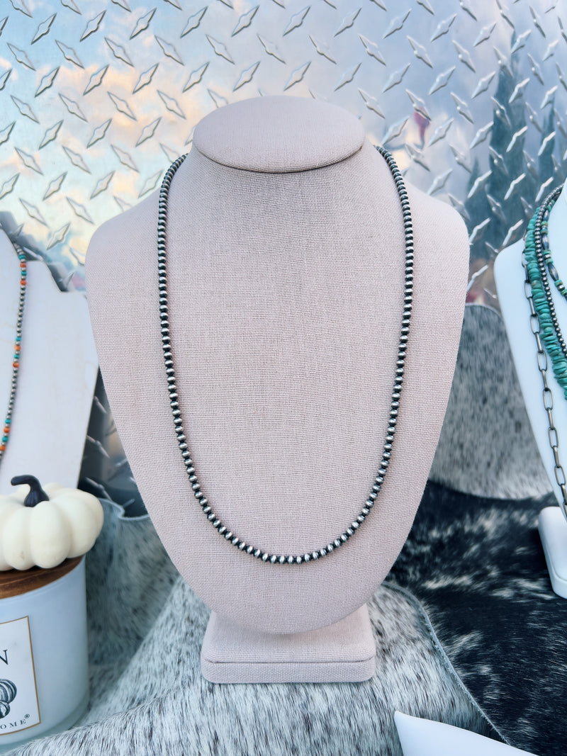 The 24" 4mm Silver Pearl necklace
