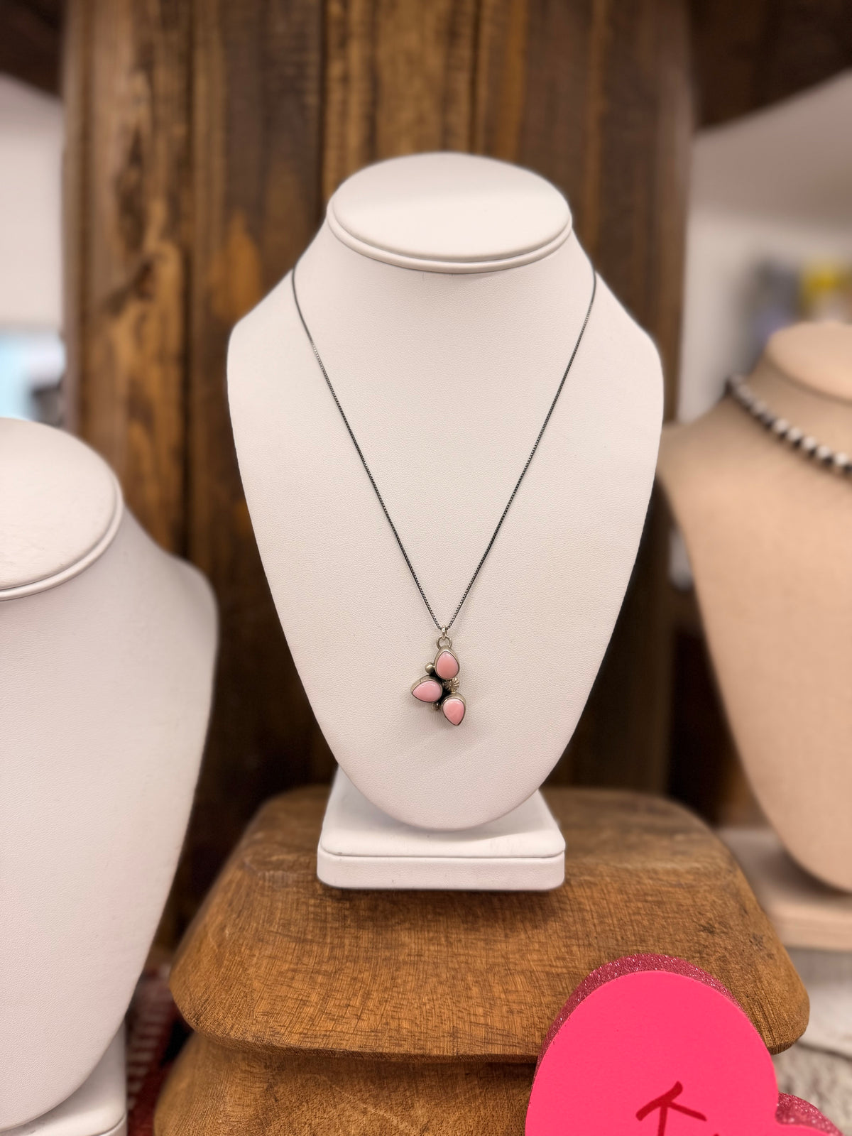 The Triple Stone Pink Conch Necklace
