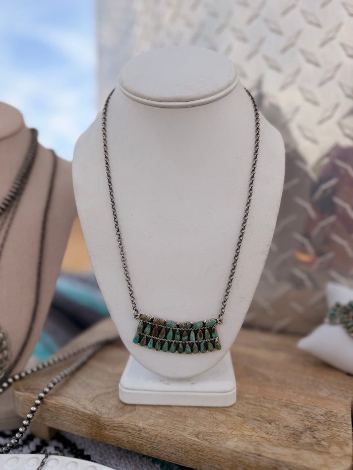 The Oaklee May Multi stone curved necklace