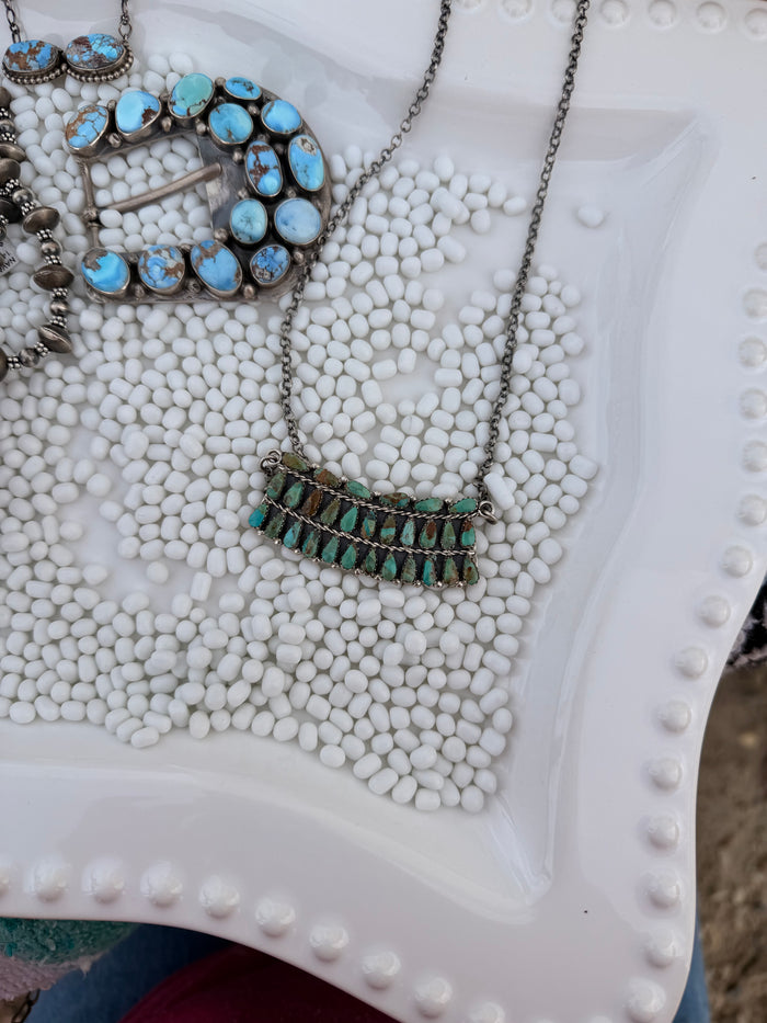 The Oaklee May Multi stone curved necklace