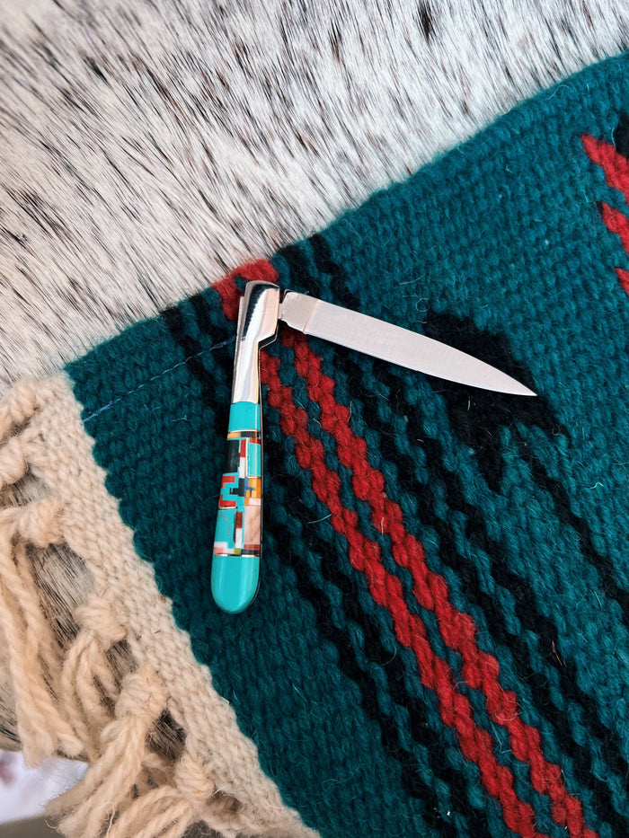 Small Turquoise Knife with Turquoise inlayed