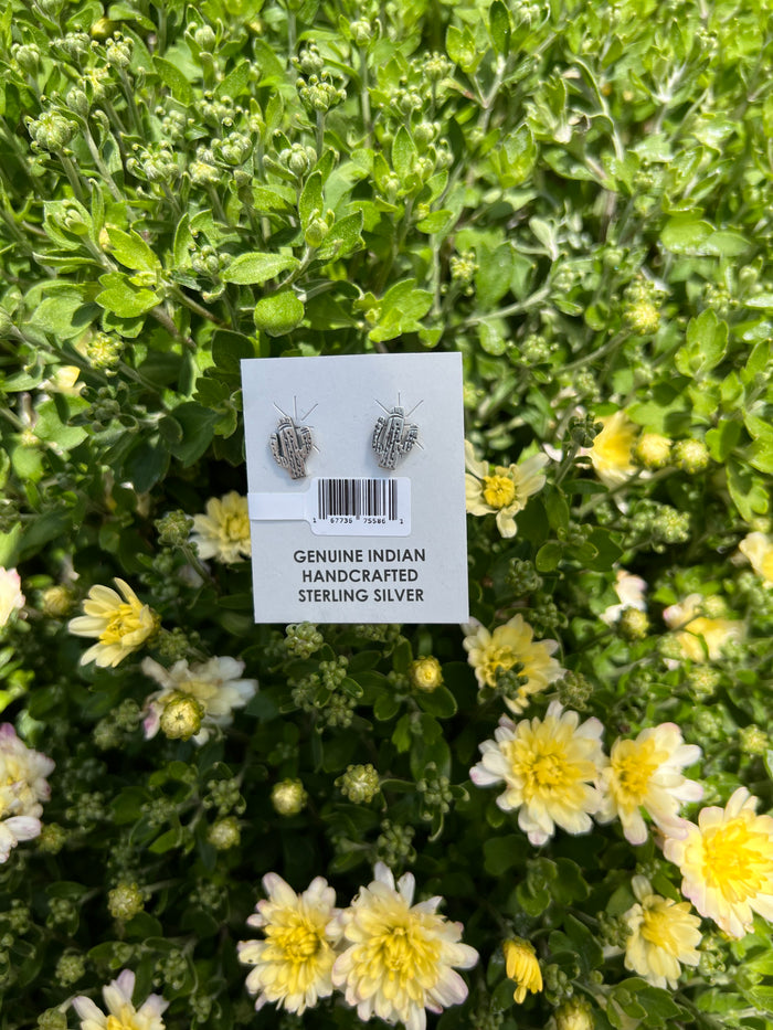 The Mini Silver Cactus Studs