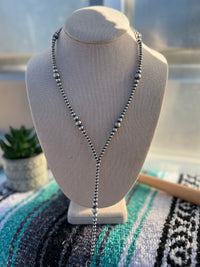 Sterling Silver Pearl Lariat Necklace