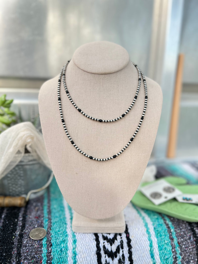 Black Onxy and Sterling Silver Pearls