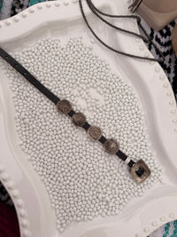 The Black Leather Concho Bracelet