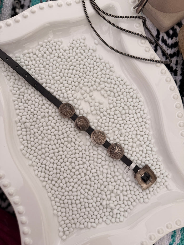 The Black Leather Concho Bracelet