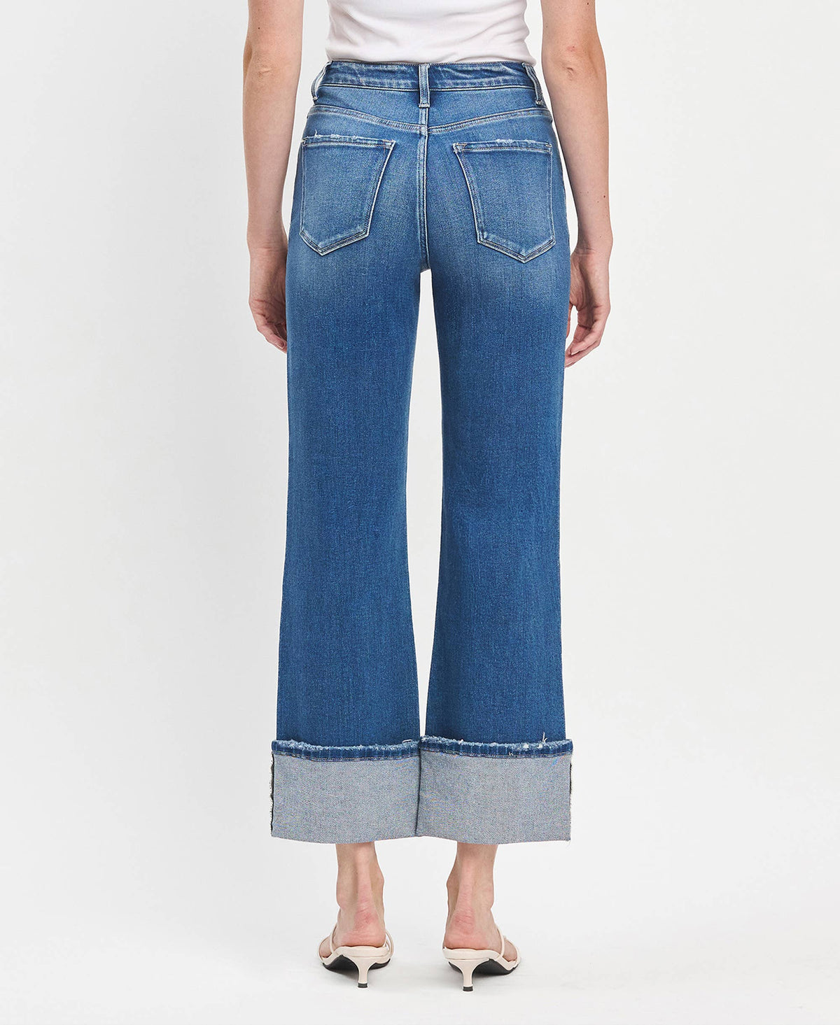 90'S VINTAGE SUPER HIGH RISE CUFFED FLARE JEANS By Flying Monkey