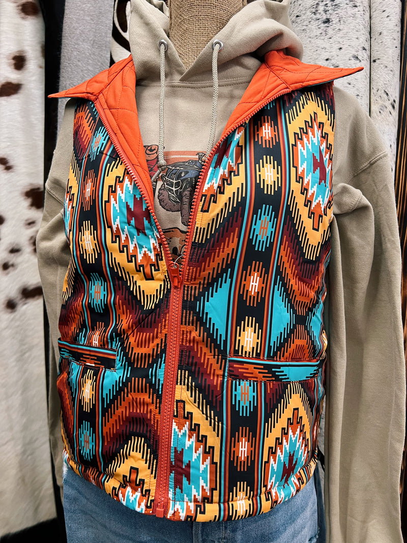 The Aztec & Orange reversible vest