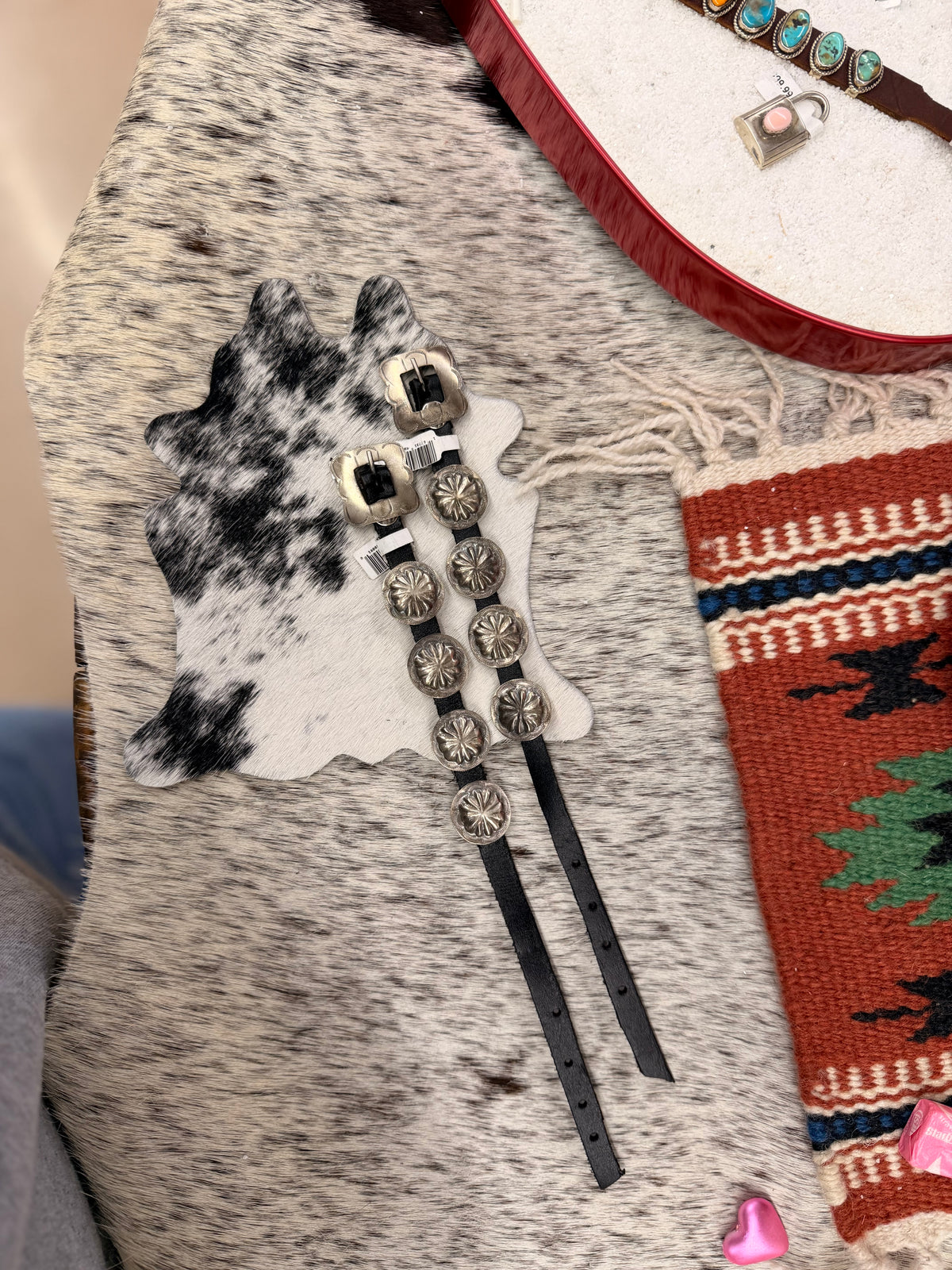 The Black Leather Concho Bracelet