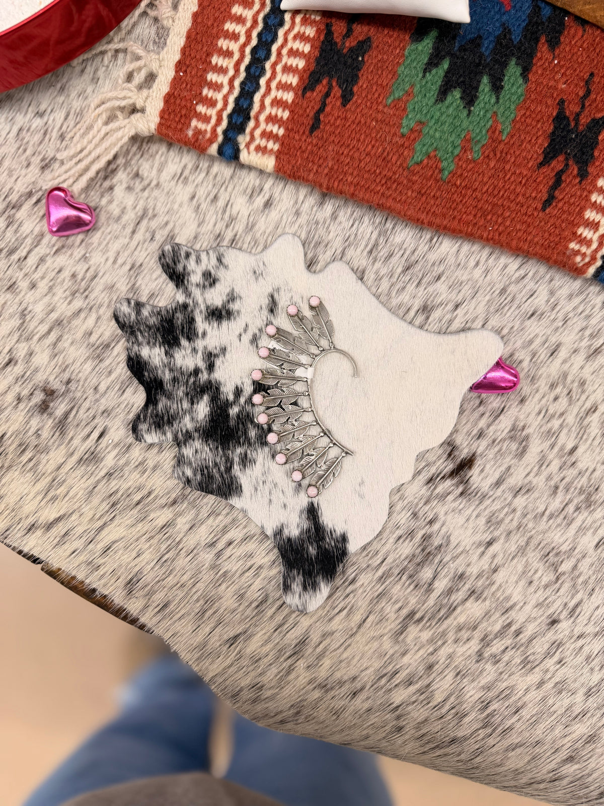 The Pink Conch Featherd  Ear Cuff