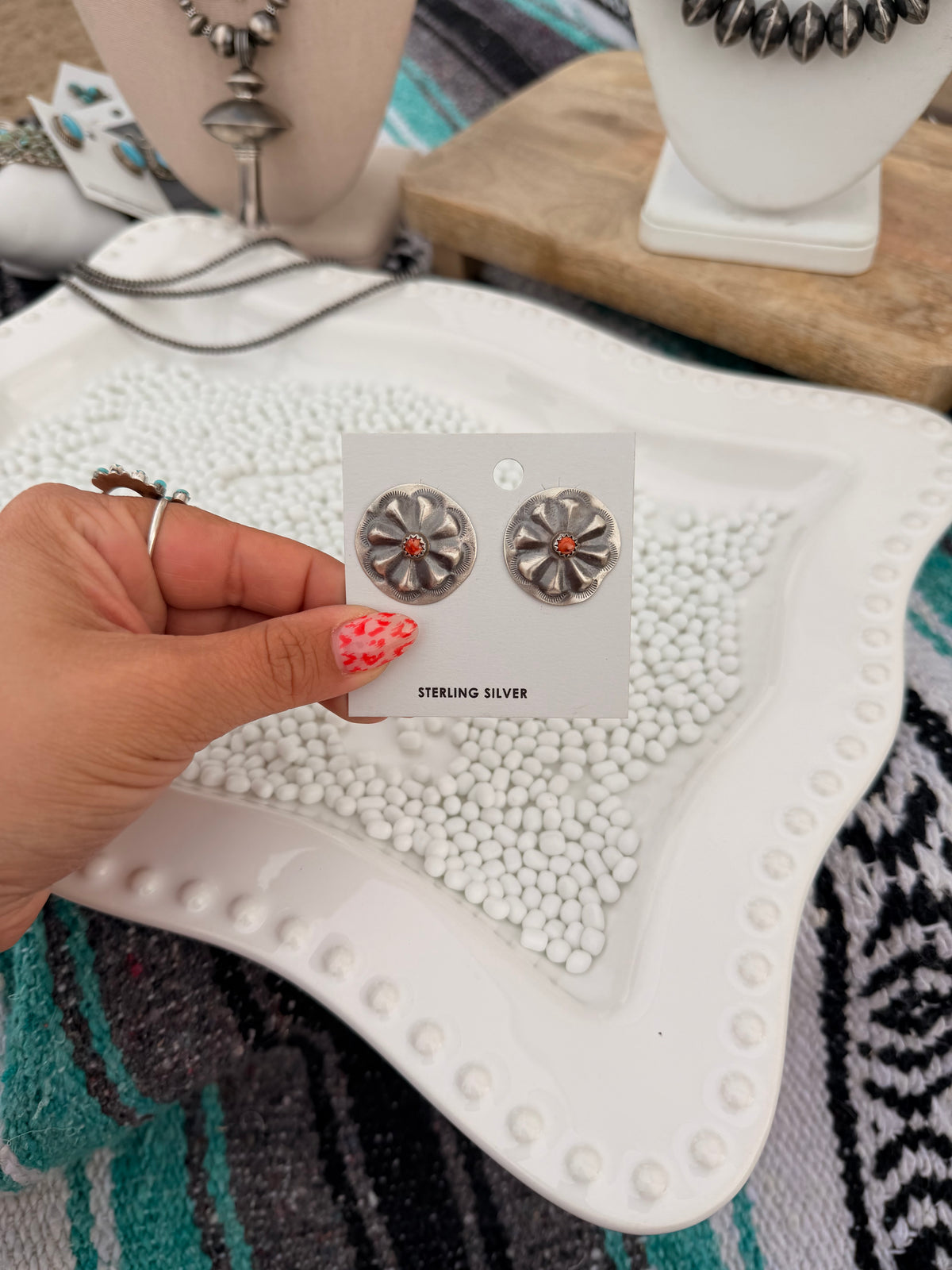 The Orange Spiny Concho Earrings