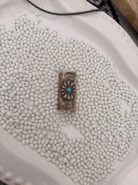 The Silver Stamped Hair Slide w/ Turquoise
