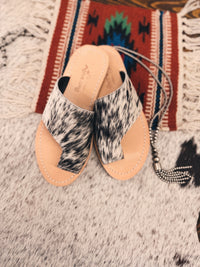 The Tanya Salt & Pepper Cowhide Sandal
