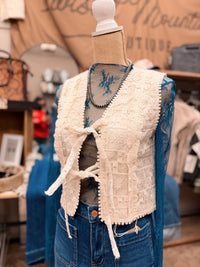 The Markie Oatmeal Embroidered Vest